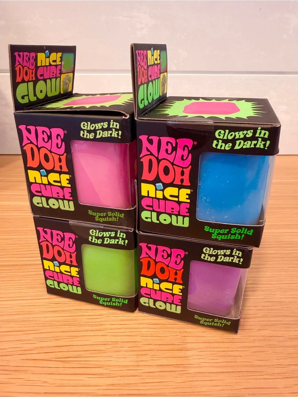 Needoh Nice Cube Glow in the Dark squishy set of 4
